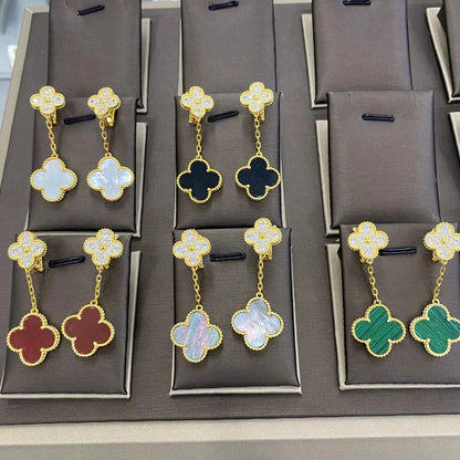 [OAKJURI Jewelry]CLOVER  2 MOTIFS  DIAMOND  EARRINGS (MULTIPLE CHOICESç´