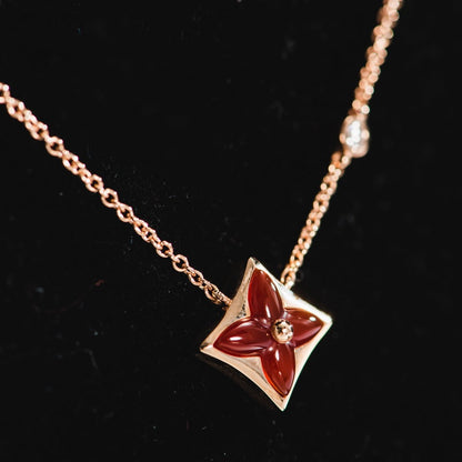 [OAKJURI Jewelry]STAR NECKLACE PINK GOLD 1 DIAMOND