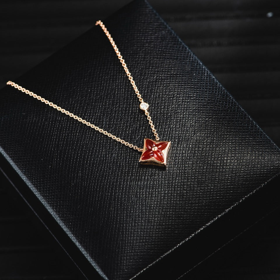 [OAKJURI Jewelry]STAR NECKLACE PINK GOLD 1 DIAMOND