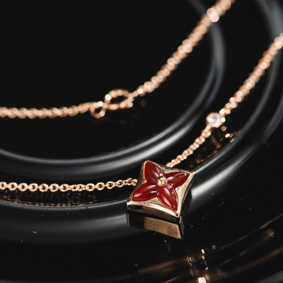 [OAKJURI Jewelry]STAR NECKLACE PINK GOLD 1 DIAMOND