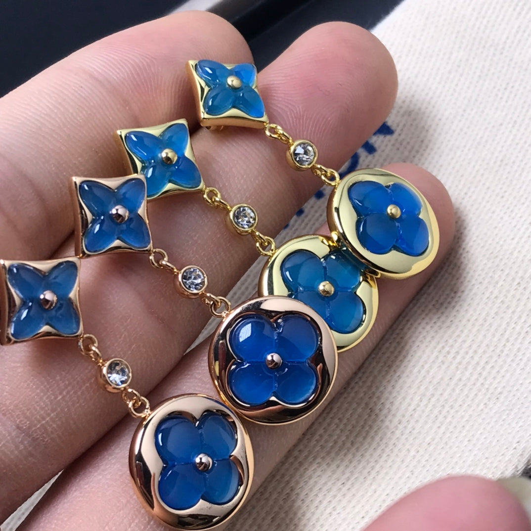 [OAKJURI Jewelry]STAR AND SUN AGATE DIAMOND EARRINGS