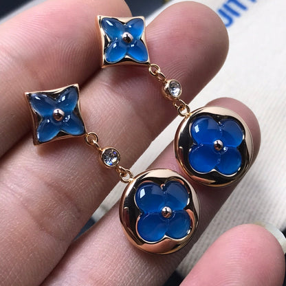 [OAKJURI Jewelry]STAR AND SUN AGATE DIAMOND EARRINGS