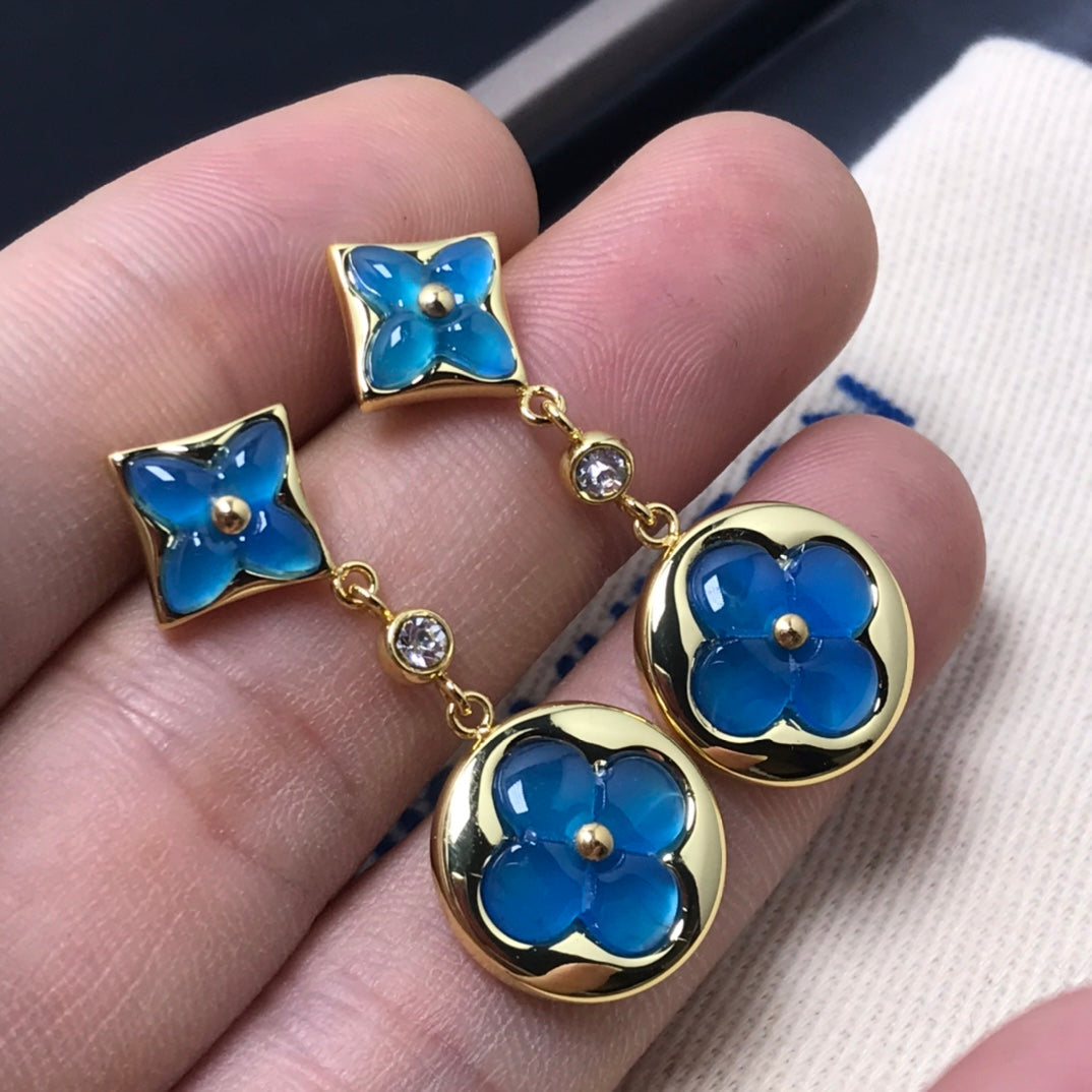 [OAKJURI Jewelry]STAR AND SUN AGATE DIAMOND EARRINGS