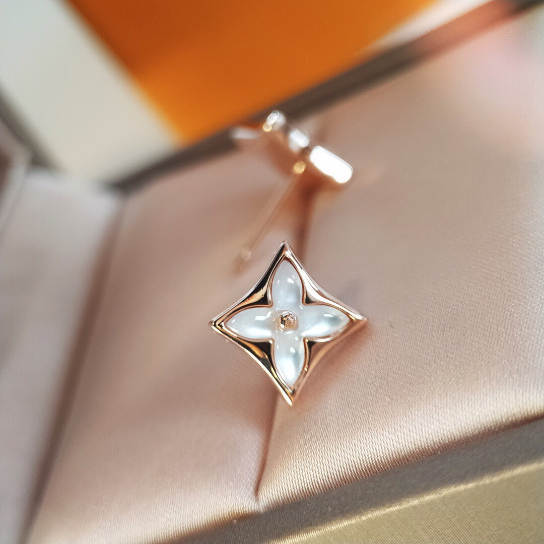 [OAKJURI Jewelry]STAR MOP PINK GOLD EARRINGS