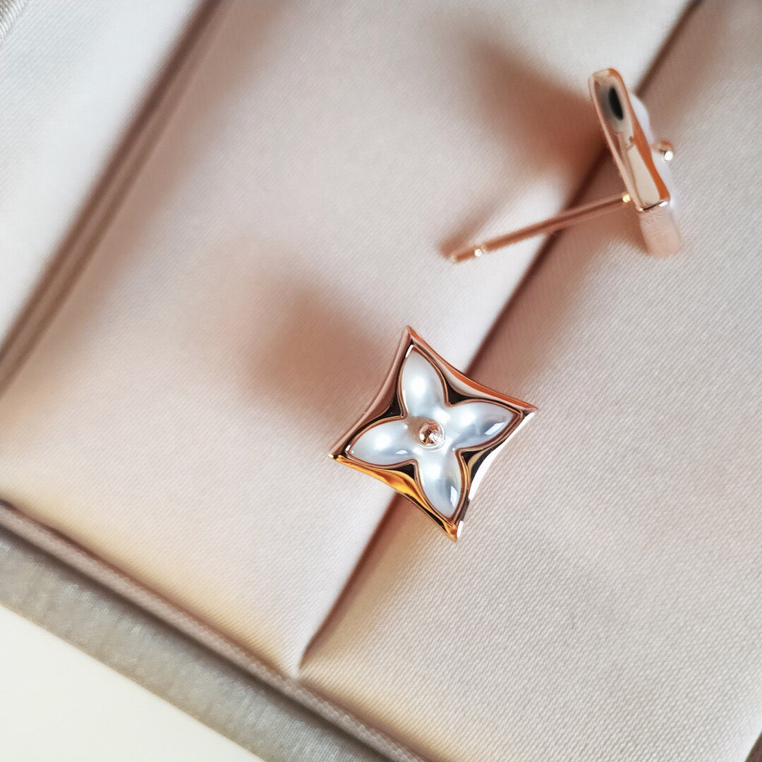 [OAKJURI Jewelry]STAR MOP PINK GOLD EARRINGS