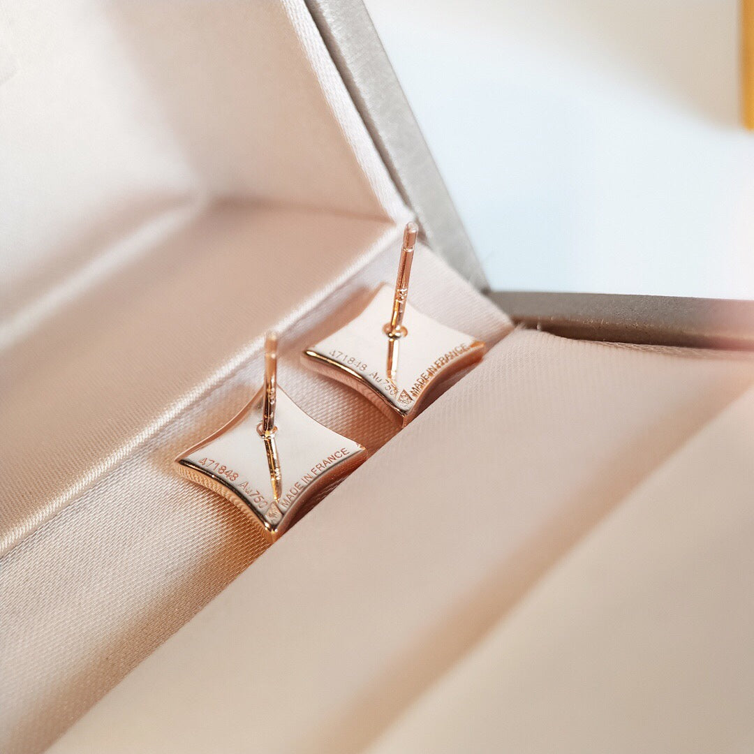 [OAKJURI Jewelry]STAR MOP PINK GOLD EARRINGS