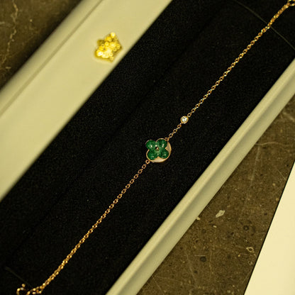 [OAKJURI Jewelry]SUN MALACHITE 1 DIAMOND PINK GOLD BRACELET