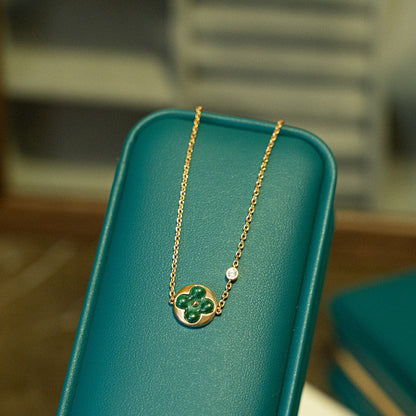 [OAKJURI Jewelry]SUN MALACHITE 1 DIAMOND PINK GOLD BRACELET