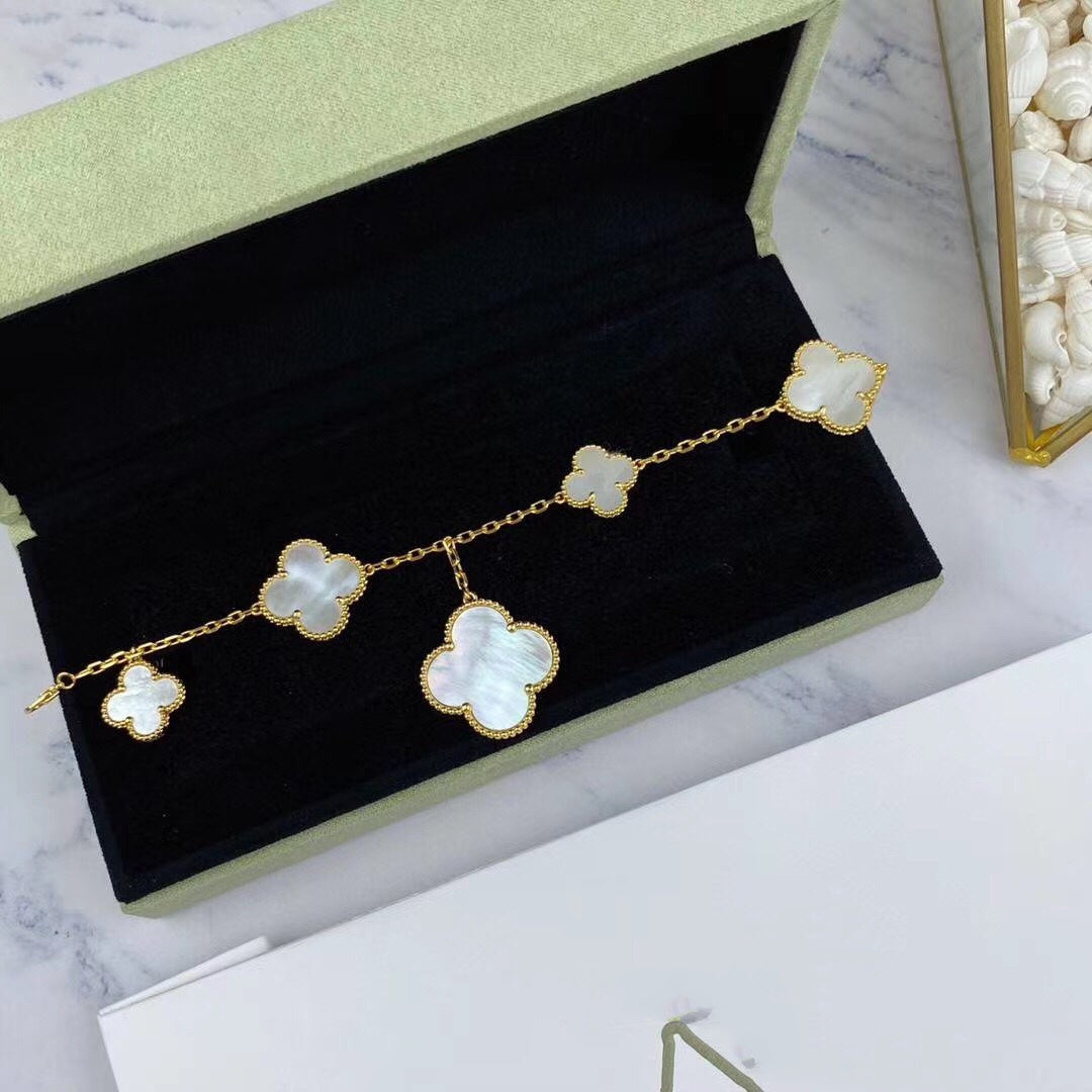 [OAKJURI Jewelry]MAGIC CLOVER MOP GOLD BRACELET 5 MOTIFS