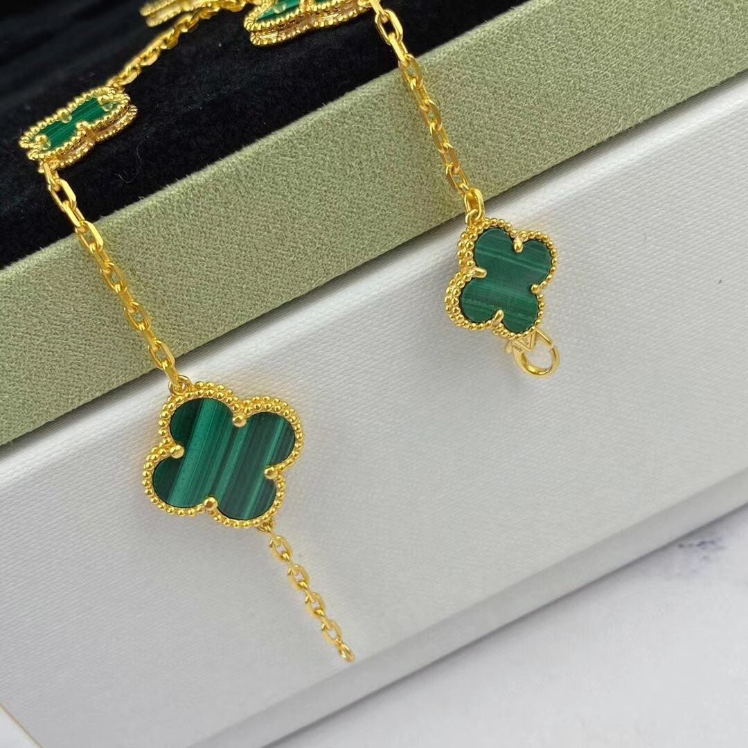 [OAKJURI Jewelry]MAGIC CLOVER MALACHITE GOLD BRACELET 5 MOTIFS