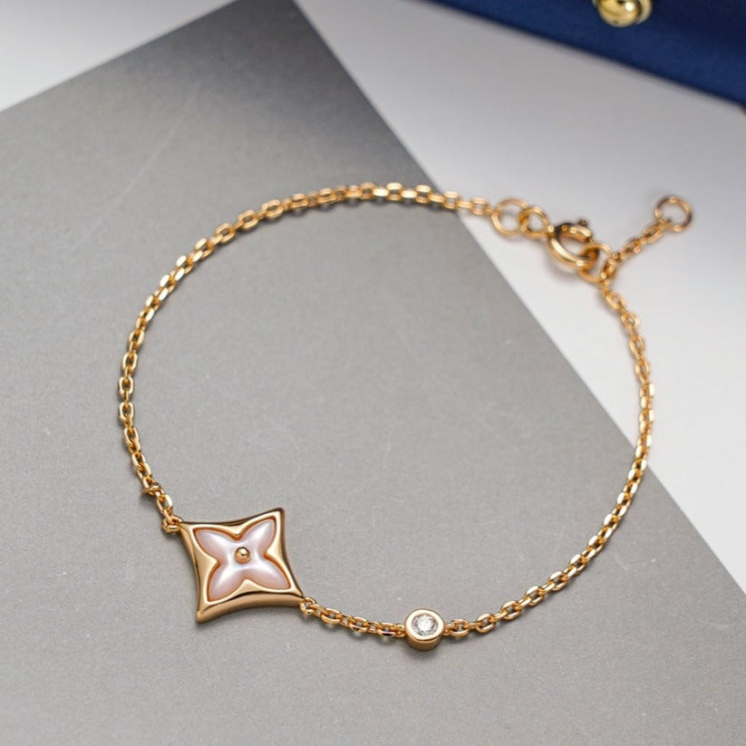 [OAKJURI Jewelry]STAR 1 DIAMOND PINK GOLD BRACELET