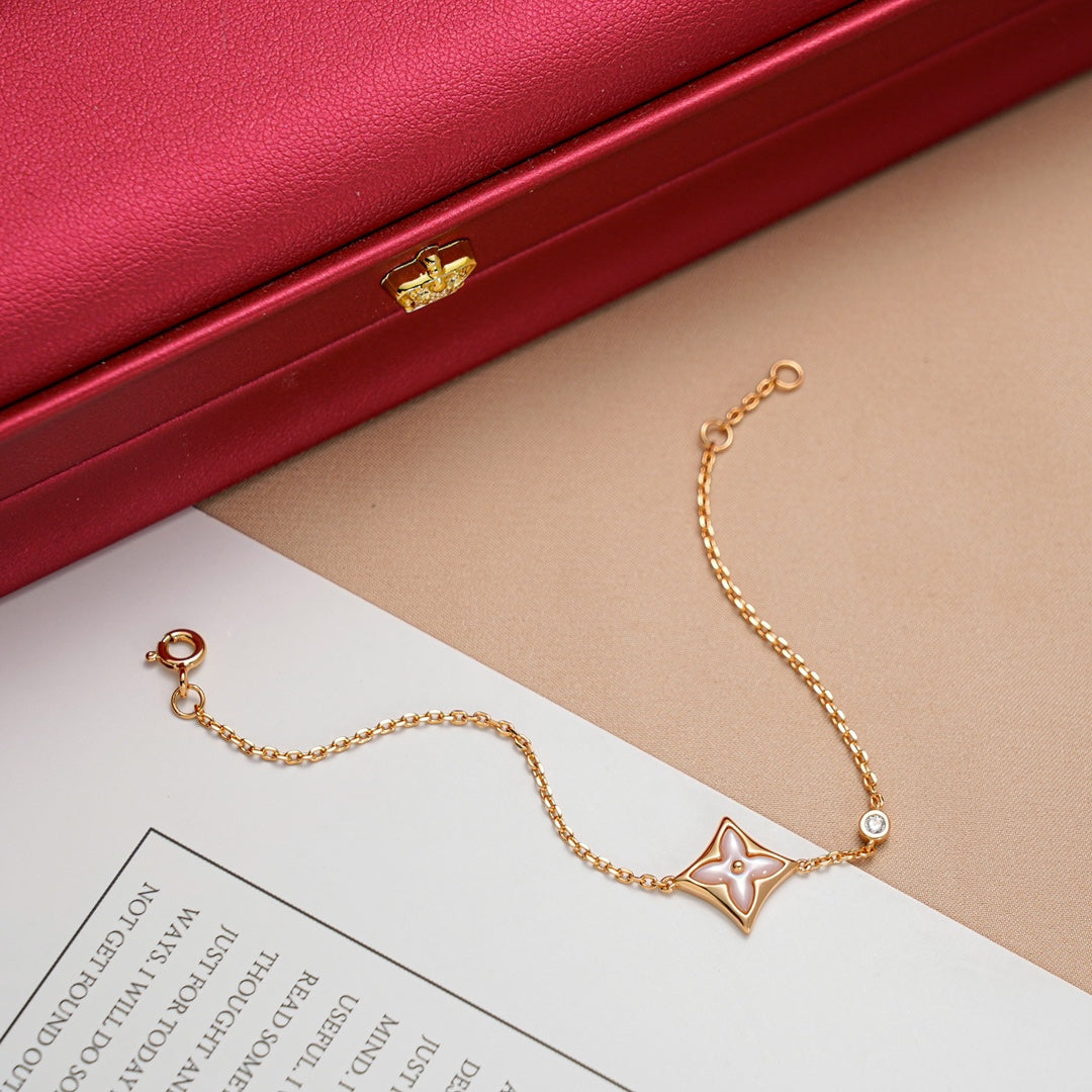 [OAKJURI Jewelry]STAR 1 DIAMOND PINK GOLD BRACELET