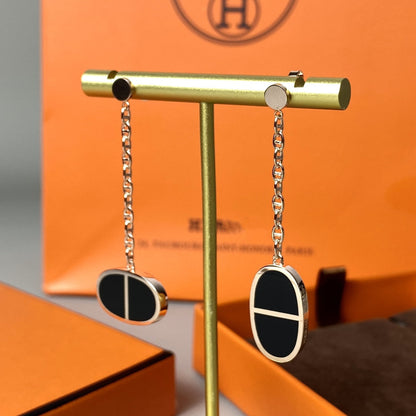 [OAKJURI Jewelry]CHAINE VERSO BLACK CERAMIC EARRINGS