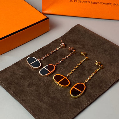 [OAKJURI Jewelry]CHAINE VERSO BLACK CERAMIC EARRINGS