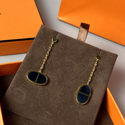 [OAKJURI Jewelry]CHAINE VERSO BLACK CERAMIC EARRINGS