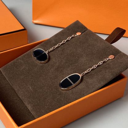 [OAKJURI Jewelry]CHAINE VERSO BLACK CERAMIC EARRINGS