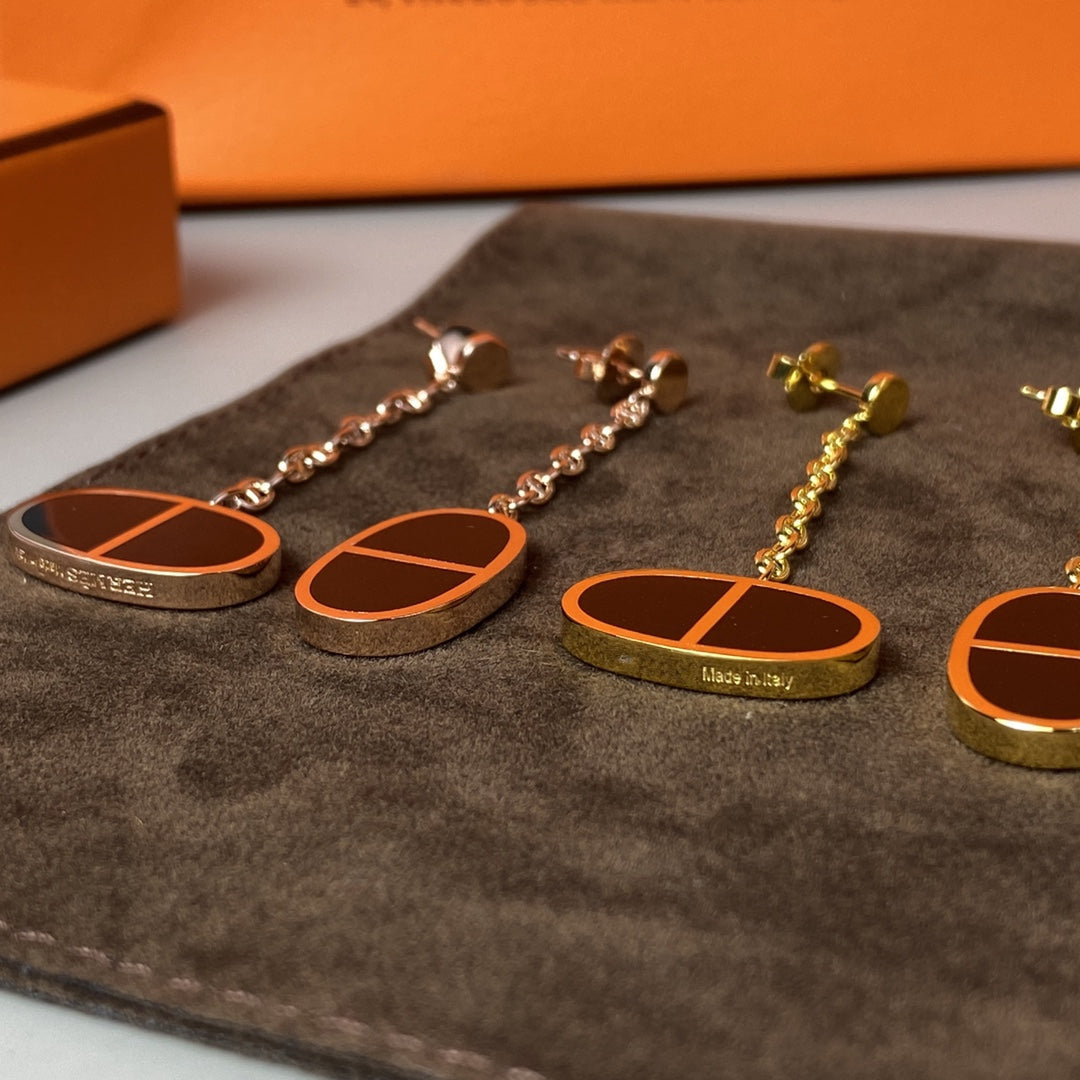 [OAKJURI Jewelry]CHAINE VERSO BLACK CERAMIC EARRINGS