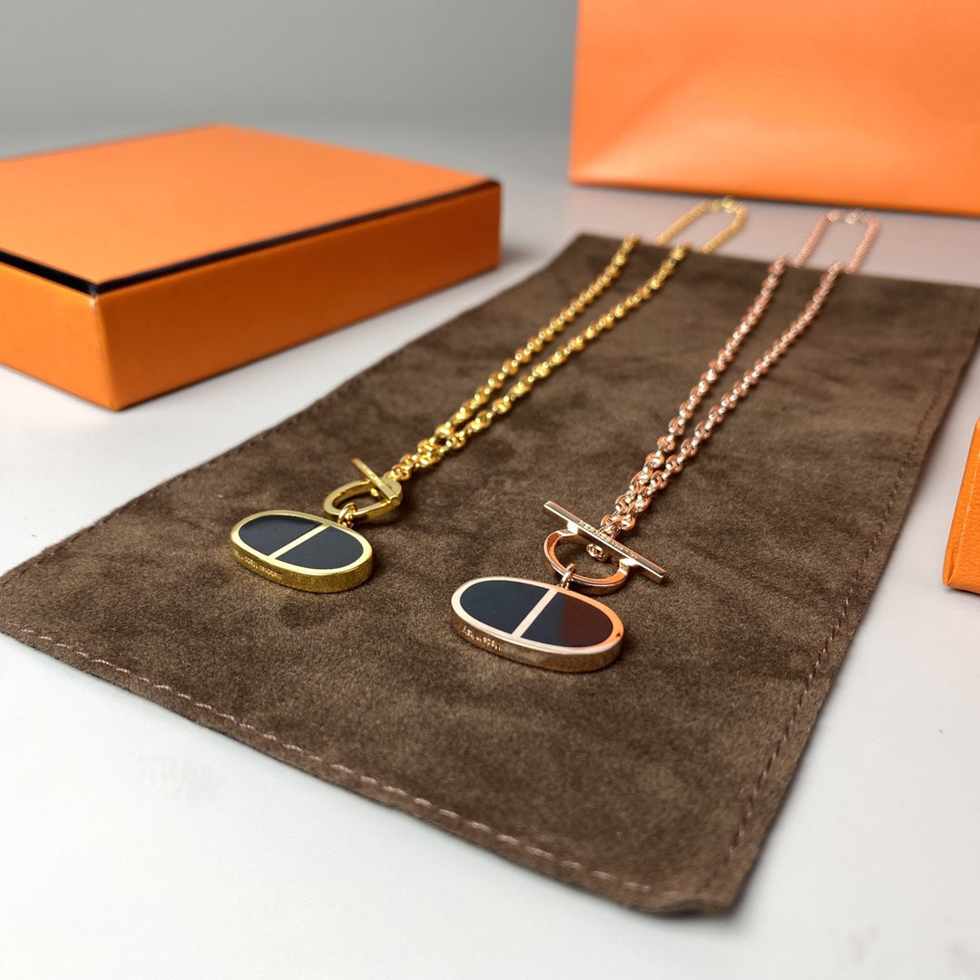 [OAKJURI Jewelry]CHAINE VERSO BLACK CERAMIC NECKLACE