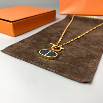 [OAKJURI Jewelry]CHAINE VERSO BLACK CERAMIC NECKLACE