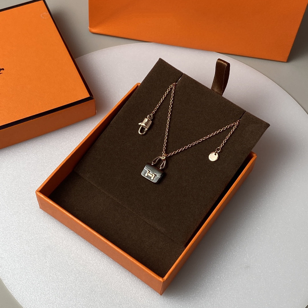 [OAKJURI Jewelry]CONSTANCE BLACK PEDANT PINK GOLD NECKLACE