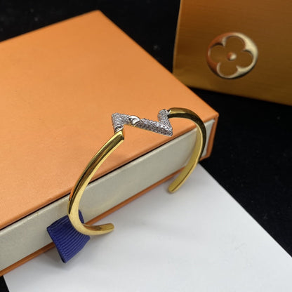 [OAKJURI Jewelry]VOLTE UPSITE DOWN DIAMOND GOLD OPEN BRACELET