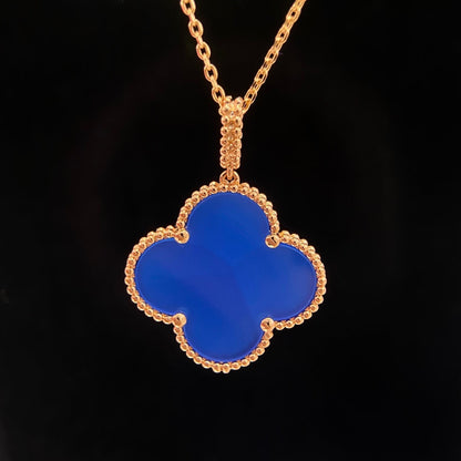 [OAKJURI Jewelry]CLOVER 25MM NECKLACE TURQUOISE ROSE GOLD
