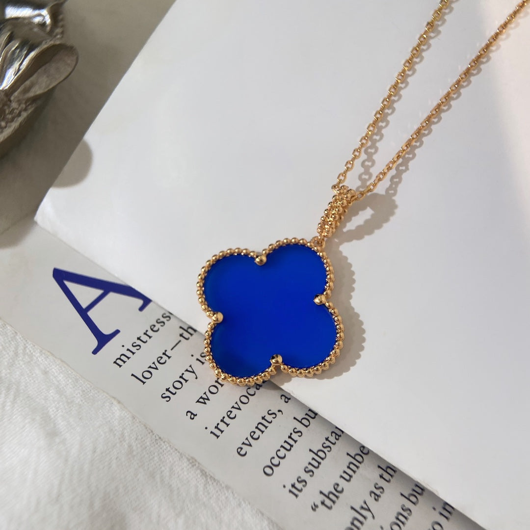 [OAKJURI Jewelry]CLOVER 25MM NECKLACE TURQUOISE ROSE GOLD