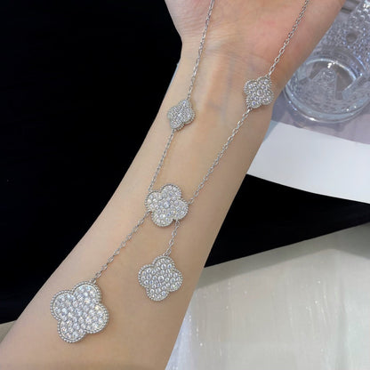 [OAKJURI Jewelry]CLOVER 5 MOTIFS SILVER DIAMONDS NECKLACE