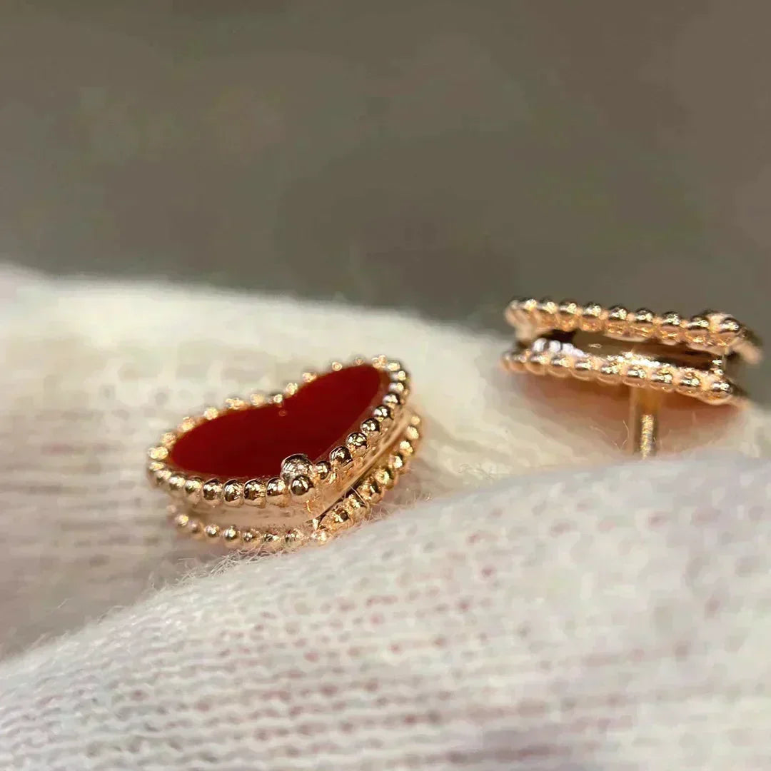 [OAKJURI Jewelry]HEART CARNELIAN STUD EARRINGS