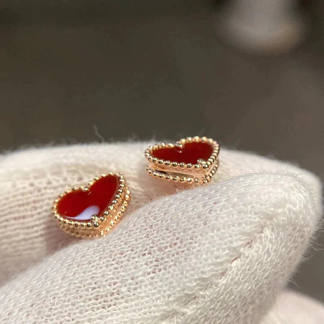 [OAKJURI Jewelry]HEART CARNELIAN STUD EARRINGS