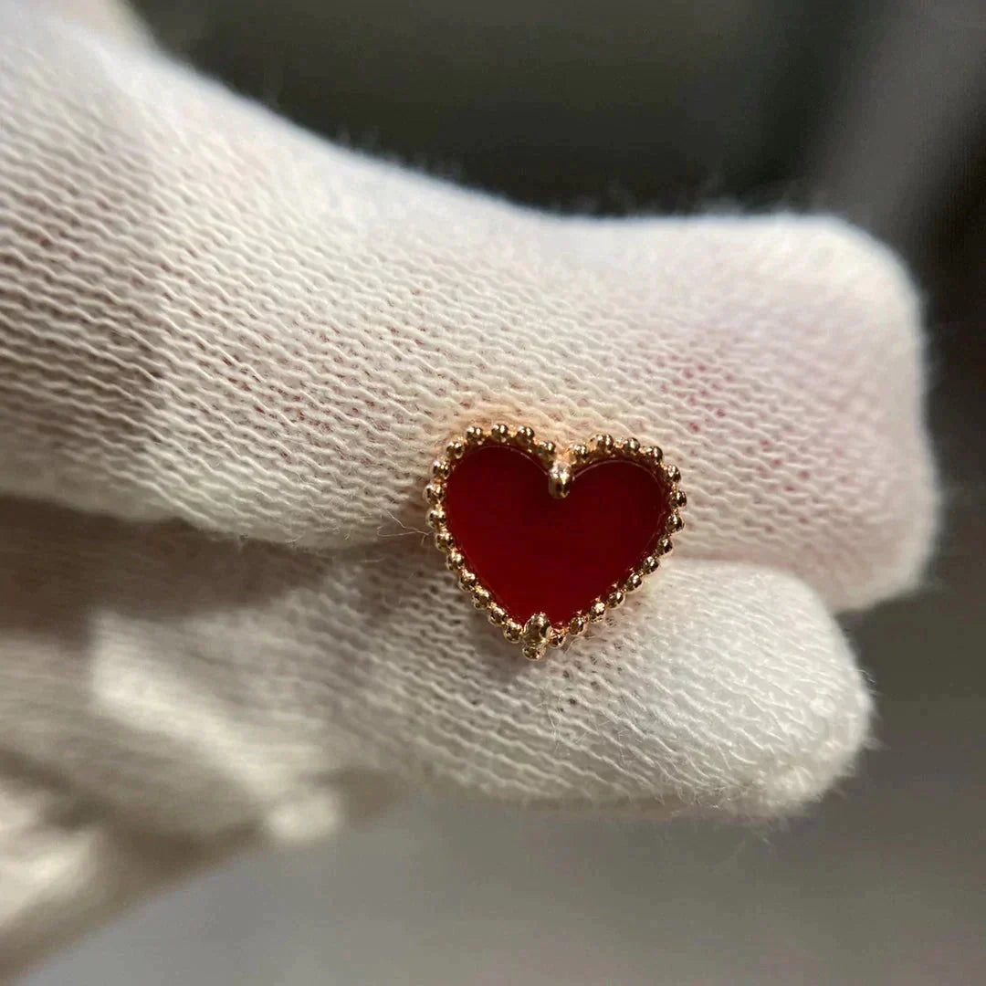 [OAKJURI Jewelry]HEART CARNELIAN STUD EARRINGS