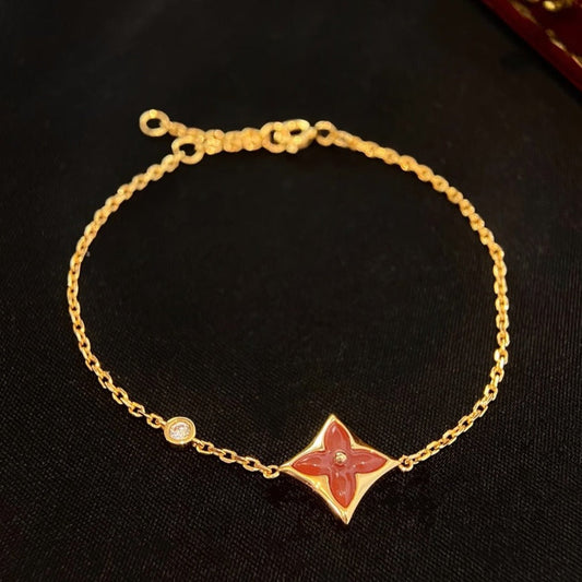 [OAKJURI Jewelry]COLOR STAR CARNELIAN PINK GOLD DIAMOND BRACELET