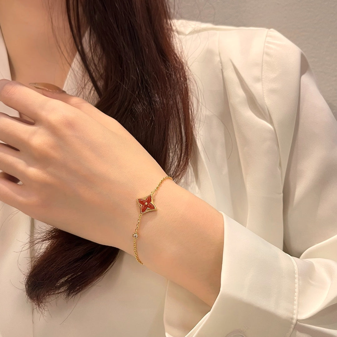 [OAKJURI Jewelry]COLOR STAR CARNELIAN PINK GOLD DIAMOND BRACELET