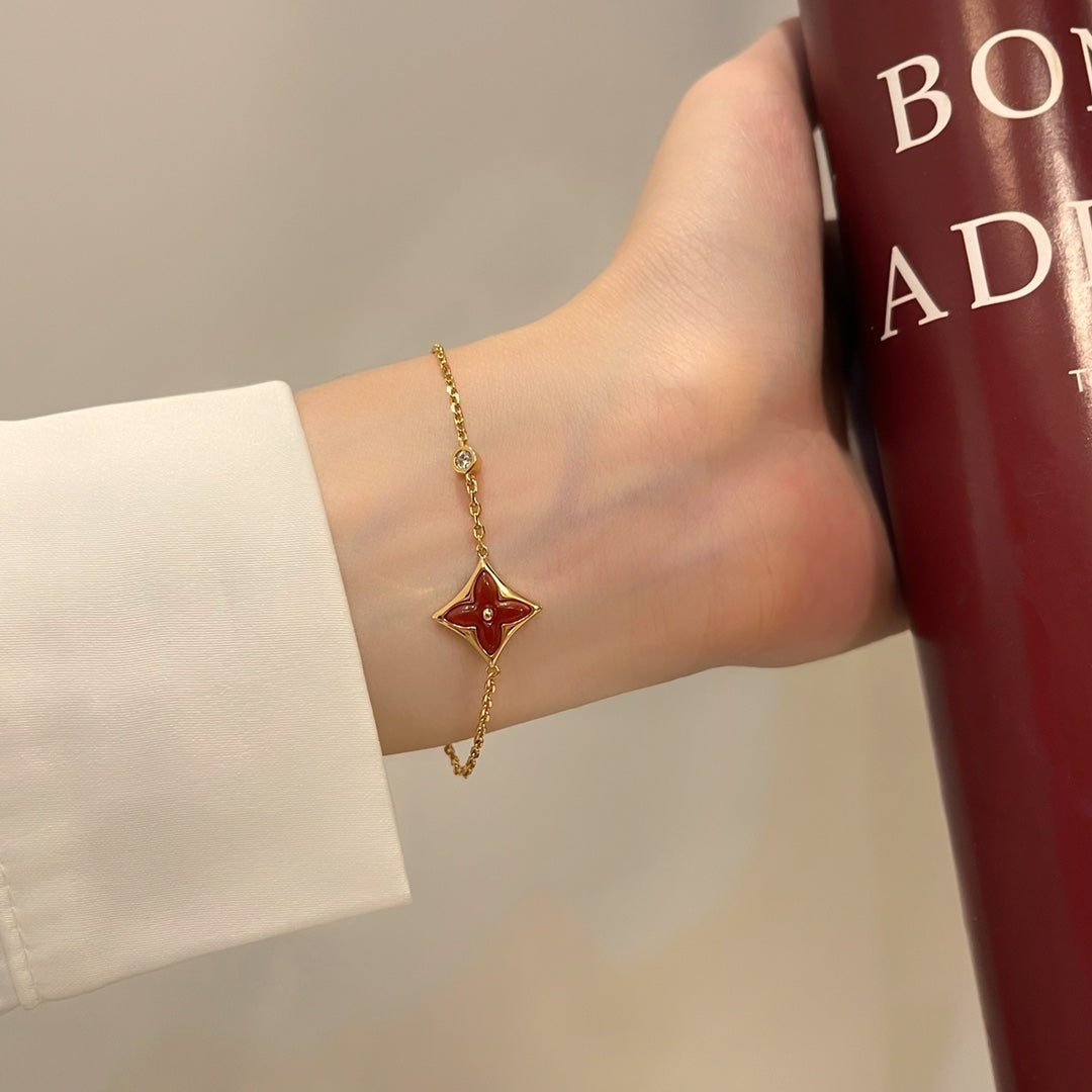 [OAKJURI Jewelry]COLOR STAR CARNELIAN PINK GOLD DIAMOND BRACELET