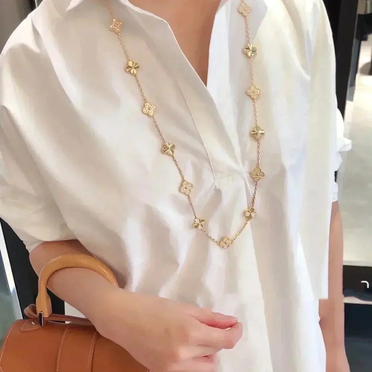 [OAKJURI Jewelry]CLOVER 20 MOTIFS LASER DIAMOND NECKLACE