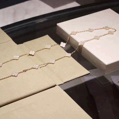 [OAKJURI Jewelry]CLOVER 20 MOTIFS WHITE MOP NECKLACE