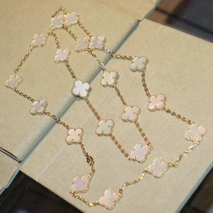 [OAKJURI Jewelry]CLOVER 20 MOTIFS WHITE MOP NECKLACE