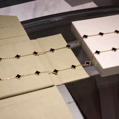 [OAKJURI Jewelry]CLOVER 20 MOTIFS ONYX NECKLACE