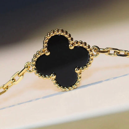 [OAKJURI Jewelry]CLOVER 20 MOTIFS ONYX NECKLACE