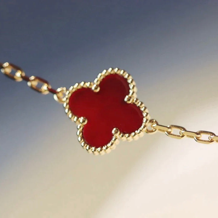 [OAKJURI Jewelry]CLOVER 20 MOTIFS CARNELIAN NECKLACE