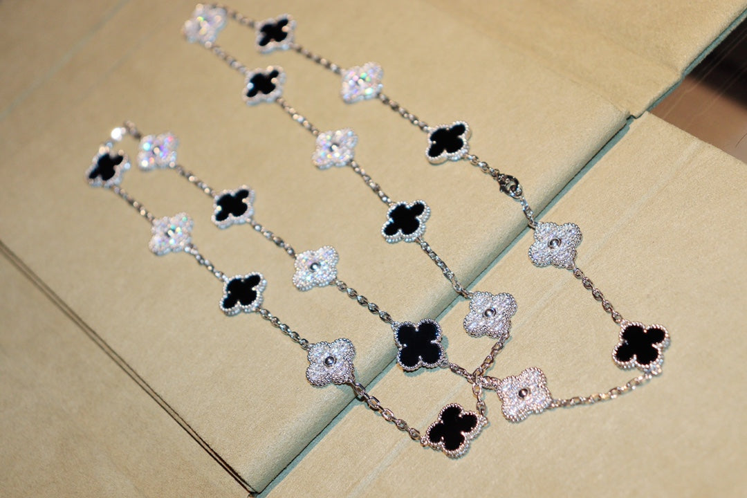 [OAKJURI Jewelry]CLOVER 20 MOTIFS ONYX DIAMOND SILVER