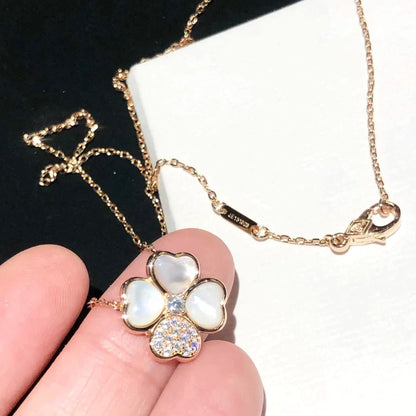 [OAKJURI Jewelry]CLOVER MOP DIAMOND ROSE GOLD NECKLACE