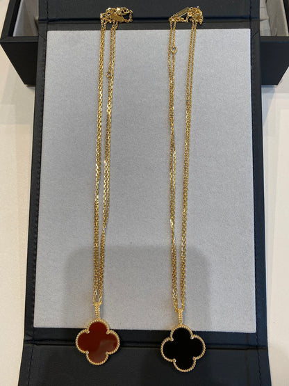 [OAKJURI Jewelry]CLOVER 25MM NECKLACE GOLD CARNELIAN