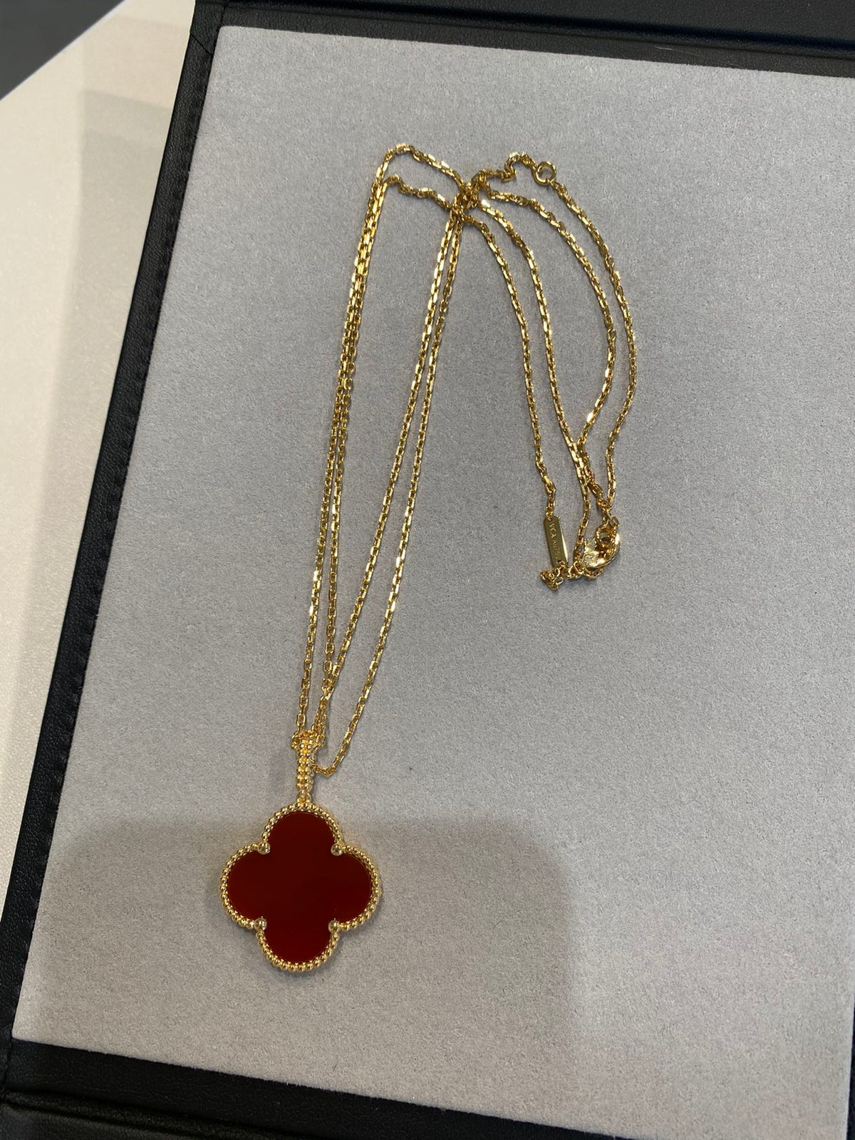 [OAKJURI Jewelry]CLOVER 25MM NECKLACE GOLD CARNELIAN