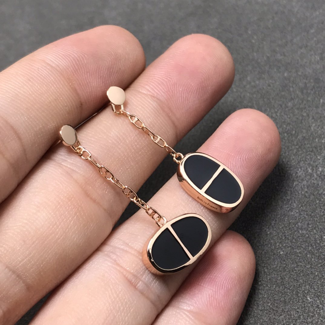 [OAKJURI Jewelry]CHAINE VERSO BLACK CERAMIC SILVER EARRINGS
