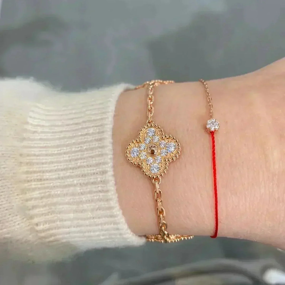 [OAKJURI Jewelry] CLOVER 5 MOTIF FULL DIAMOND BRACELET COLLECTION