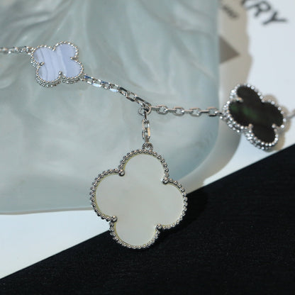 [OAKJURI Jewelry]CLOVER BRACELET 5 MOTIFS MOP CHALCEDONY SILVER
