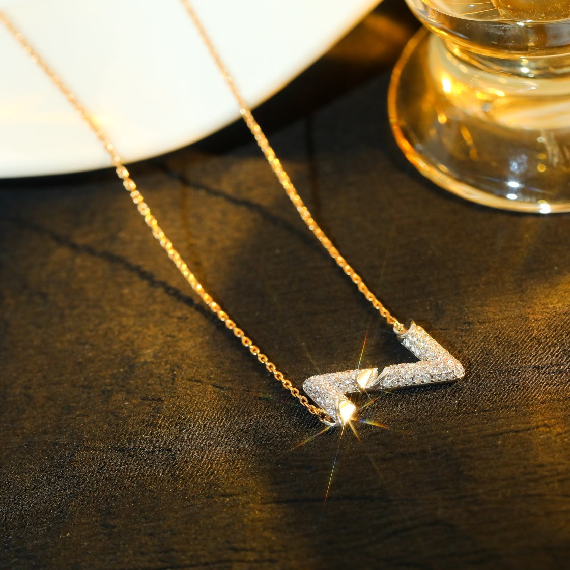 [OAKJURI Jewelry]VOLT SILVER DIAMOND PEDANT NECKLACE