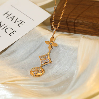 [OAKJURI Jewelry]STAR AND SUN DIAMOND PINK GOLD NECKLACE