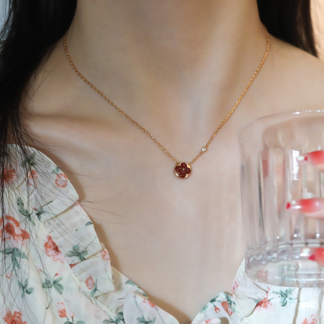 [OAKJURI Jewelry]SUN PEDANT PINK GOLD 1 DIAMOND NECKLACE